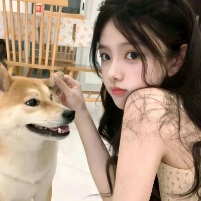 与一位女士合影